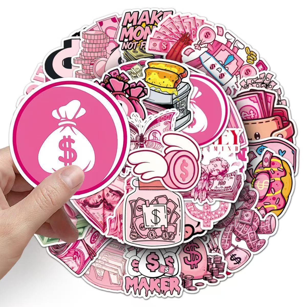 Travel Accessories Pink - 50 adet sevimli pembe dolar para