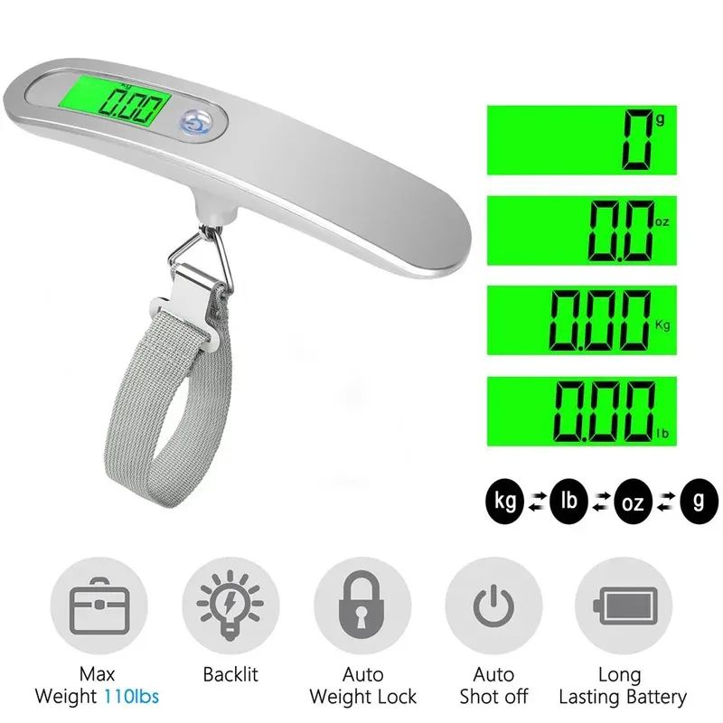 Travel Accessories Electronics - Balık Terazisi 50kg/110lb Taşınabilir Elektronik Arkadan