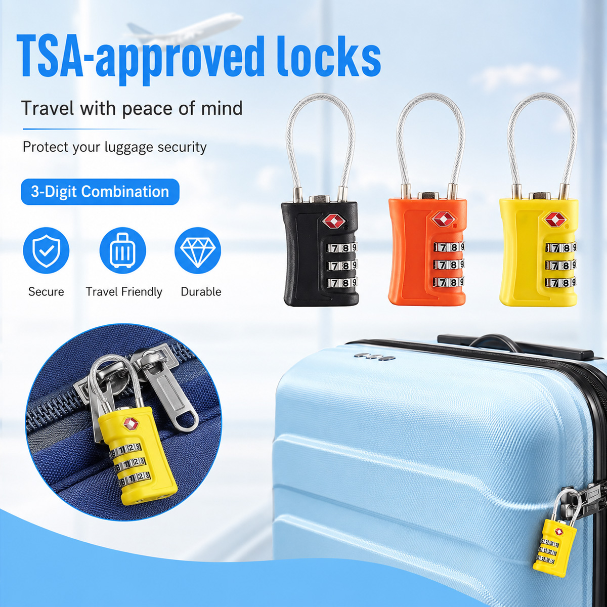 Travel Lock Tsa Approved - TSA Onaylı Bagaj Kilidi 3 Haneli