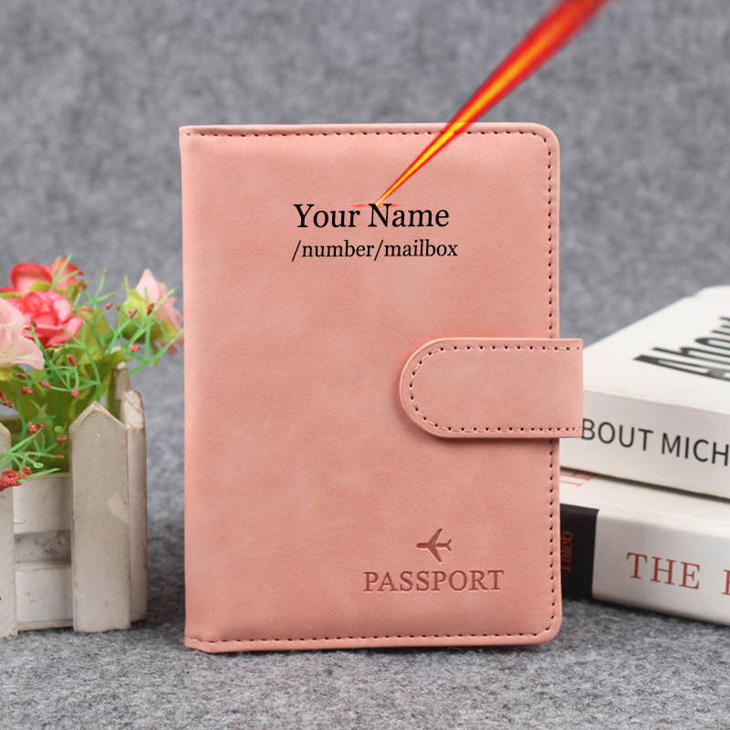 Travel Accessories Rfid - Manyetik Düğme Pasaport Kapağı Kapakta Adı