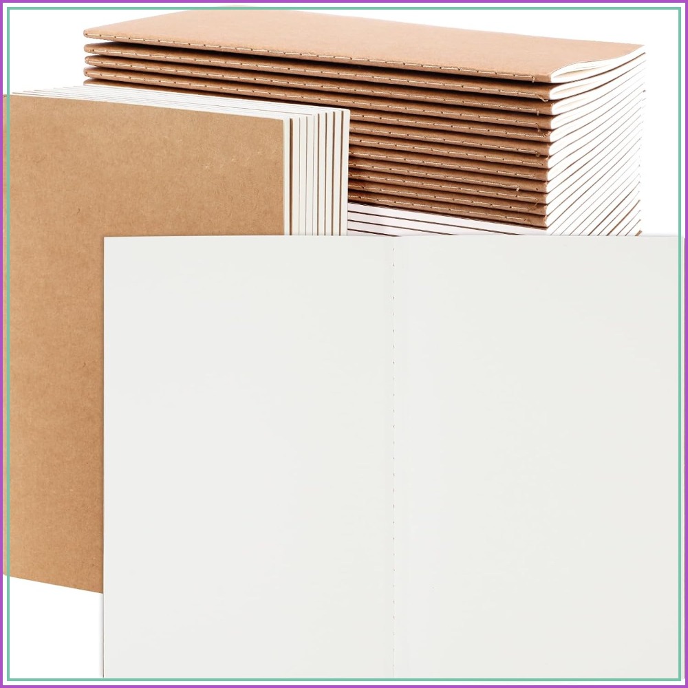 Travel Notebook Journal - 24 Adet A5 Boş Kraft Defter