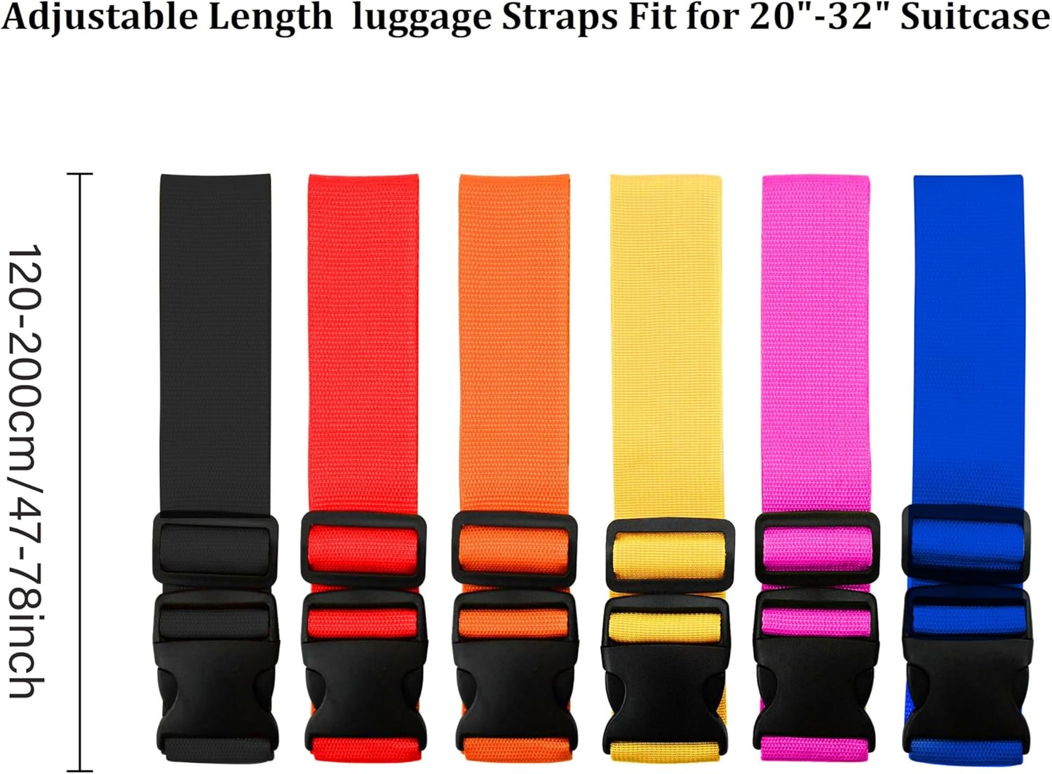 Travel Accessories B&M - Parlak Renkli Ayarlanabilir Bagaj Askıları 2'li
