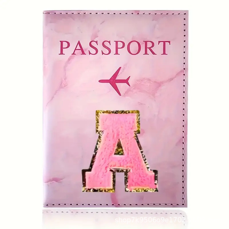 Travel Accessories Pink - Pembe PU Deri Pasaportluk, Nakış Etiketli,