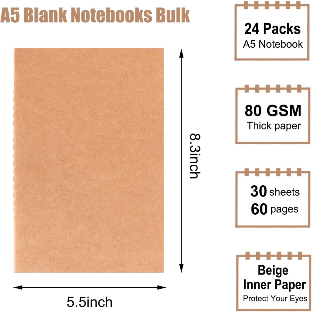 24 Adet A5 Boş Kraft Defter (G - Travel Notebook Journal incelemesi ve fiyatı