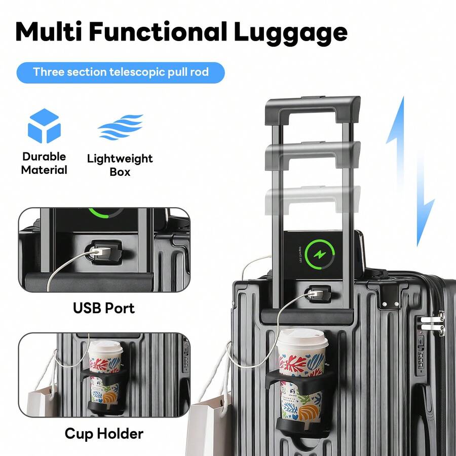 20 İnç Bardak Tutuculu ve USB  - Travel Lock Tsa Approved incelemesi ve fiyatı